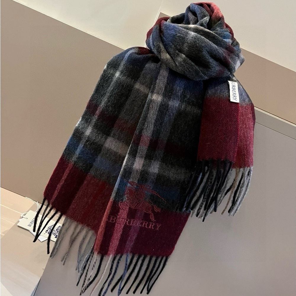 Burberry embroidered logo cashmere scarf Unisex